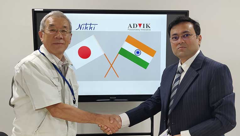 (L to R) Takashi Wada, President Nikki Co. with Aditya Bhartia,  MD, Advik Group of Companies 