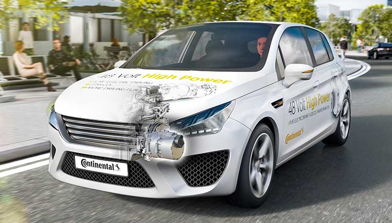 Full-hybrid vehicle with 48-volt high-power technology from Continental