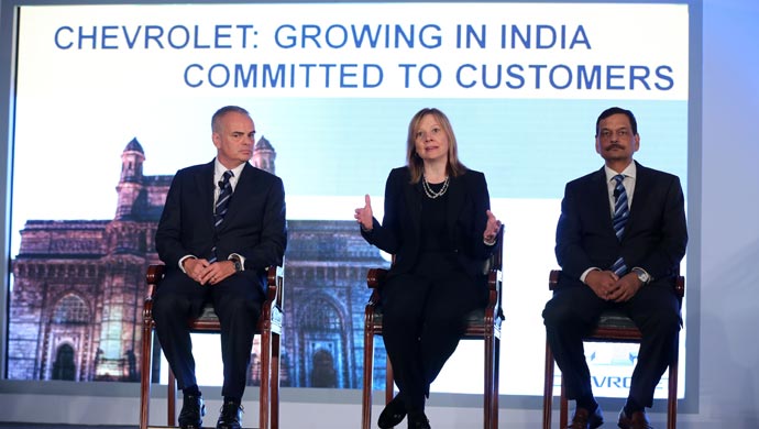 Mary Barra, global head of General Motors with Stefan Jacoby and Arvind Saxena