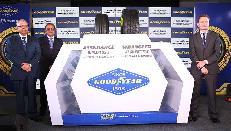 (L-R) -Rajeev Anand, Chairman and Managing Director, PK Walia, Vice-President, Consumer Business & Goodyear India and Kenneth Jenner Powell, Product Director – Goodyear Consumer Tires Asia Pacific
