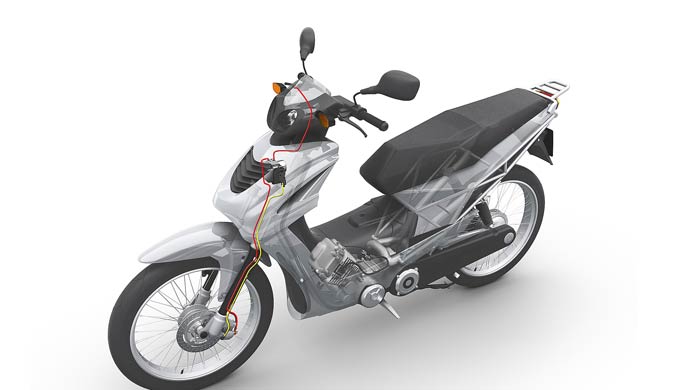 Bosch has developed a cost-efficient ABS system for motorized two-wheelers, in particular for emerging markets such as India and Indonesia