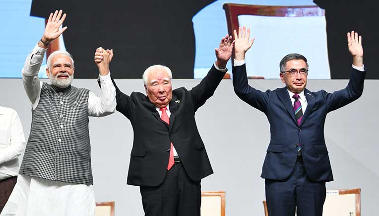 PM lays foundation stone for Suzuki electric vehicle battery plant