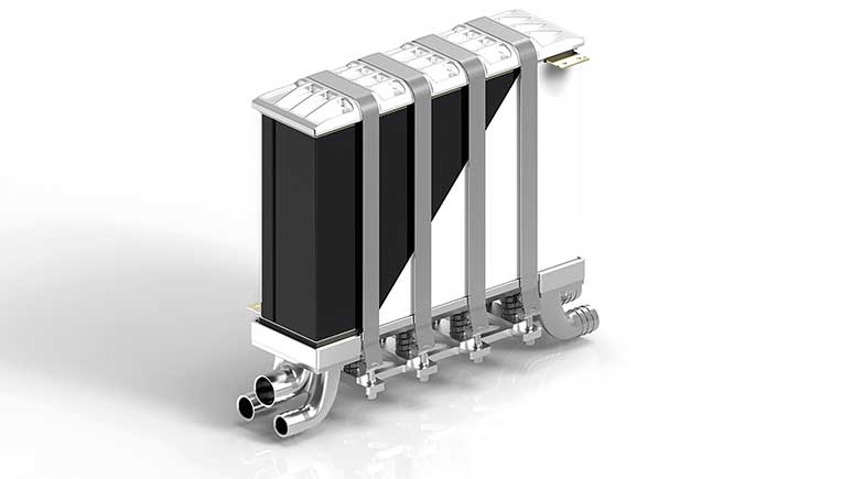 Fuel cell systems comprise stacks of coated metal bipolar plates. 
