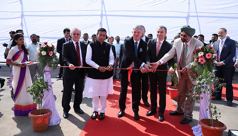 Senior management of Skoda Auto India at the inauguration of the advanced solar power generation project