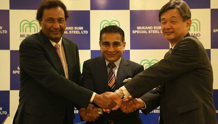 Mukand and Sumitomo officials at the JV investment annoucement