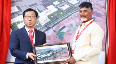 Kia installs framework for its first manufacturing facility in India