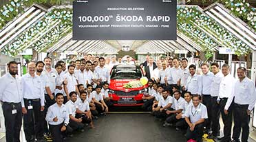 Skoda Auto India celebrates the rollout of the 100,000th Rapid