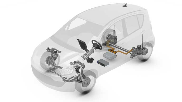 The ZF Smart Urban Vehicle has a clever front axle, an electric powered rear axle and a lot more clever gizmos.