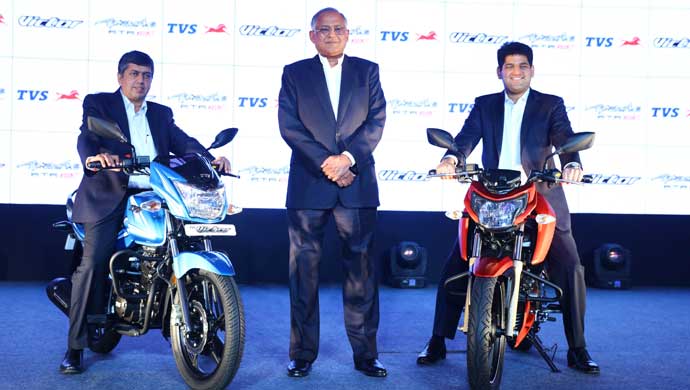 Venu Srinivasan, Chairman, TVS Motor Company (centre) at the launch in Chennai