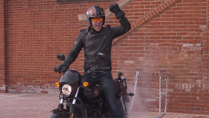 Yanking a brick from the Harley-Davidson headquarters