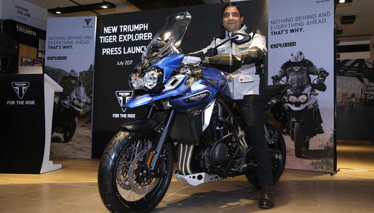 Vimal Sumbly at the launch of Triumph Tiger Explorer XCx in New Delhi