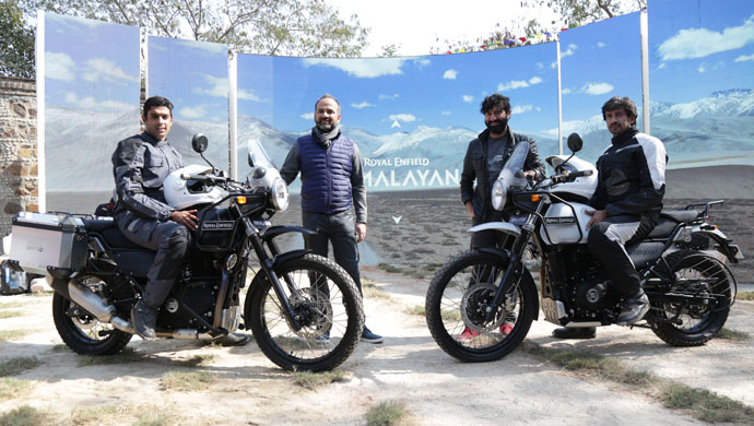 Rudratej Singh (Second from left), President Royal Enfield and Siddhartha Lal (Third from left), MD & CEO, Eicher Motors Ltd. unveiled the adventure motorcycle - Himalayan