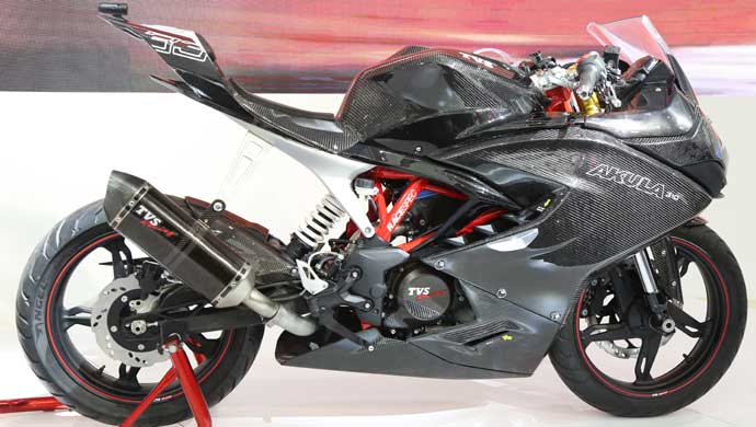 TVS Motor unveiled the Akula 310 race spec motorcycle at the Auto Expo 2016.