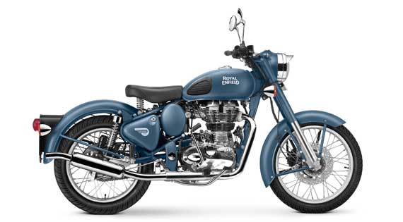 Squadron Blue colour for Royal Enfield Classic 500 motorcycles