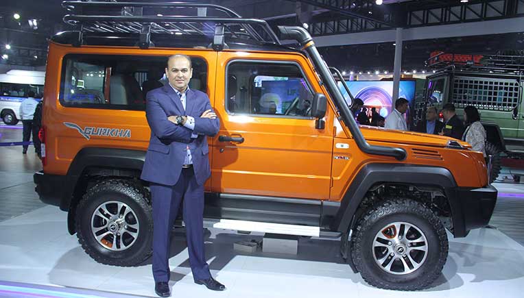 Prasan Firodia of Force Motors with the new Force Gurkha at the Auto Expo 2020