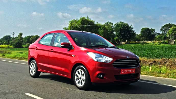 Front tracking shot of Ford Figo Aspire