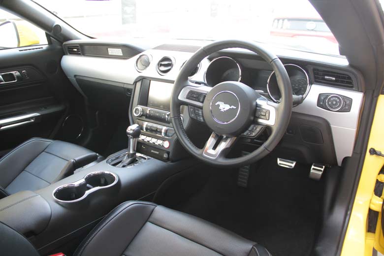 Interiors of the Ford Mustang; America's muscle car