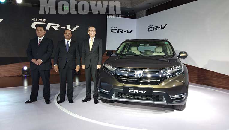 Gaku Nakanishi, President & CEO, Honda Cars India (right) along with other officials at the launch of the CR-V