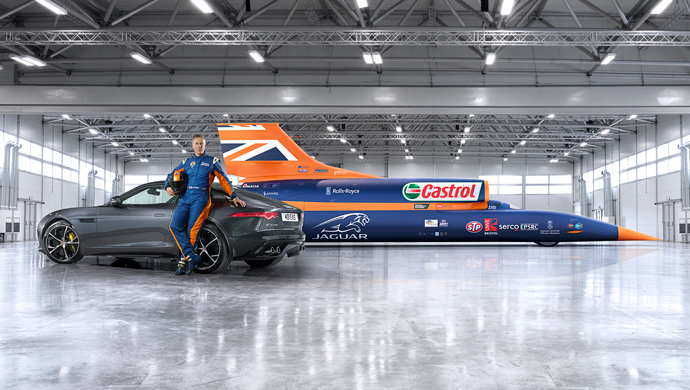 Andy Green with the F-Type and the Bloodhound SSC