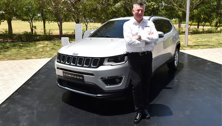 Kevin Flynn - President and Managing Director, FCA India with the Meda-in-India Jeep Compass which will hit the Indian market by June 2017.