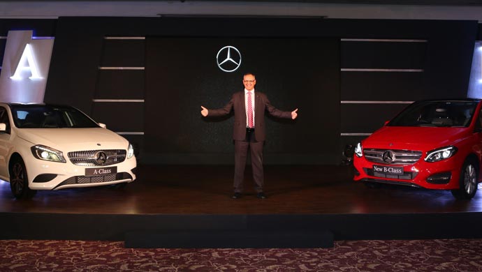 Eberhard Kern, Managing Director & CEO, Mercedes-Benz India with the new cars