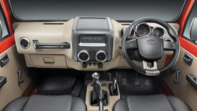 Revamped interiors of the new Mahindra Thar CRDe; Pic courtesy M&M
