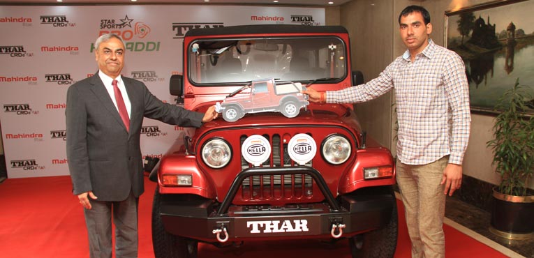 Anup Kumar receives  Mahindra Thar 4X4 off-roader