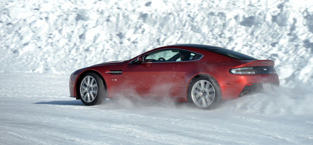 Driving an Aston Martin on ice in the US
