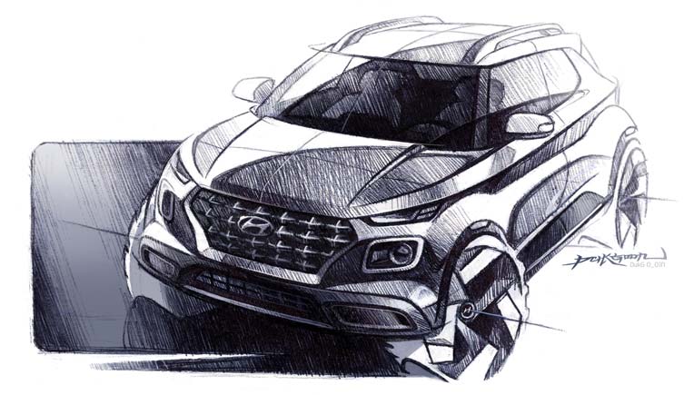 Hyundai Blue Link connected car platform showcased along with car sketches