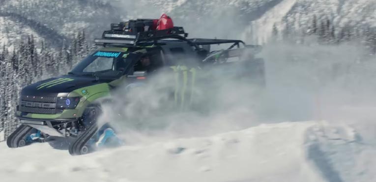 Video: Ken Block and Hoonigan’s Ford Raptortrax on snow