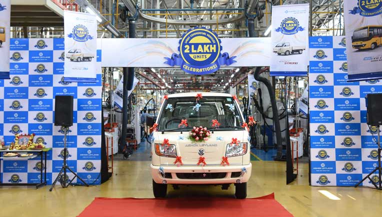 Commercial vehicle manufacturer Ashok Leyland announced the roll out of its 2,00,000th LCV (Light Commercial Vehicle) from its Hosur Plant.