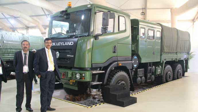 (Left to Right) - Nitin Seth, President - LCV & Defence, and Vinod  Dasari, MD, Ashok Leyland with FAT 6x6
