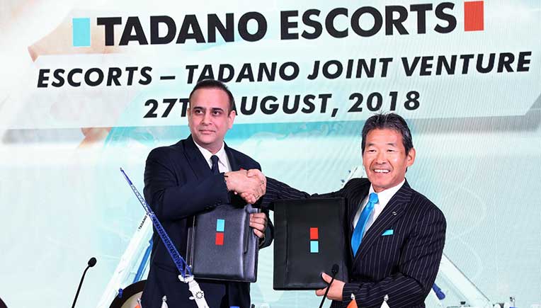 Nikhil Nanda, Chairman and Managing Director, Escorts Limited and Koichi Tadano, President and CEO, Tadano Ltd., Japan.