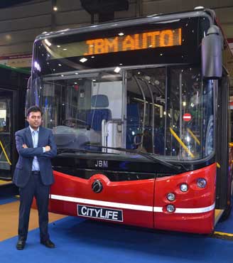 Nishant Arya, Executive Director, JBM Group launching the Citylife Diesel Bus at Auto Expo 2016 