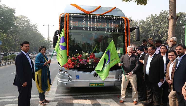 Flag off of the JBM Eco-Life electric bus