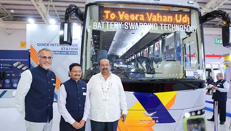 Sun Mobility with Veera Vahana showcases modular battery swapping tech