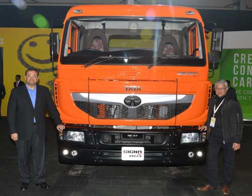 Cyrus Mistry and Pisharody at the launch of Signa commercial vehicle...
