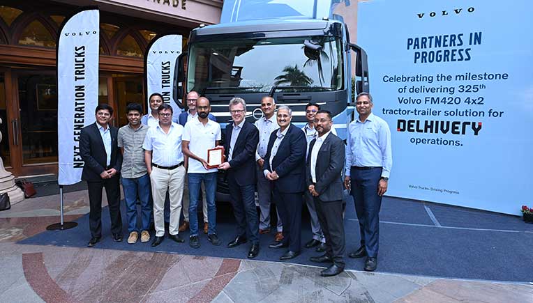 Volvo Trucks India delivers 325th tractor-trailer solution to Delhivery