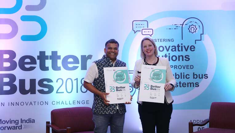 Madhav Pai Director WRI India and Abby Bailey Lead Community Initiatives FedEx Express MEISA launch the Better Bus Challenge supported by FedEx Express