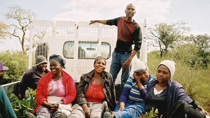 Rinah Motalane, Betty Ramphefa, Thelma Selai, Jan Rallele, Nolva Muila and Mpho Mukwhela are seen at Muila Village in Limpopo 