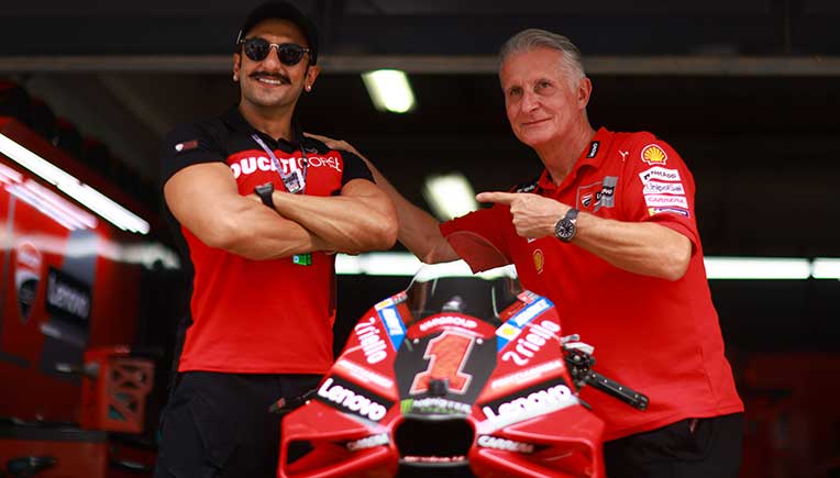 Ranveer Singh with Paolo Ciabatti, Sporting Director, Ducati Corse