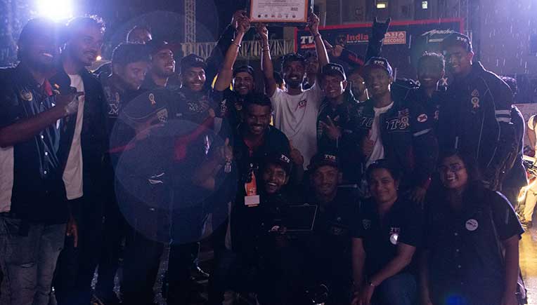 TVS Apache enters Asia Book of Records with 6 hour non-stop stunt 