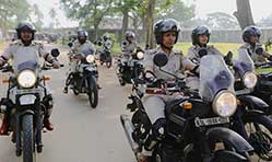 Bengaluru City Police all-women motorcycle brigade with Royal Enfield
