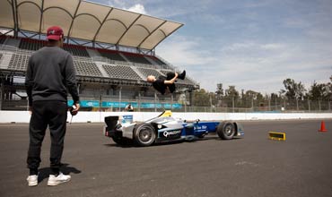 Formula E too gets into the stunt mode with a black flip from Damien Walters