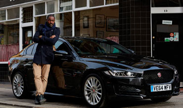 Renowned actor Idris Elba on a Jaguar XE drive 