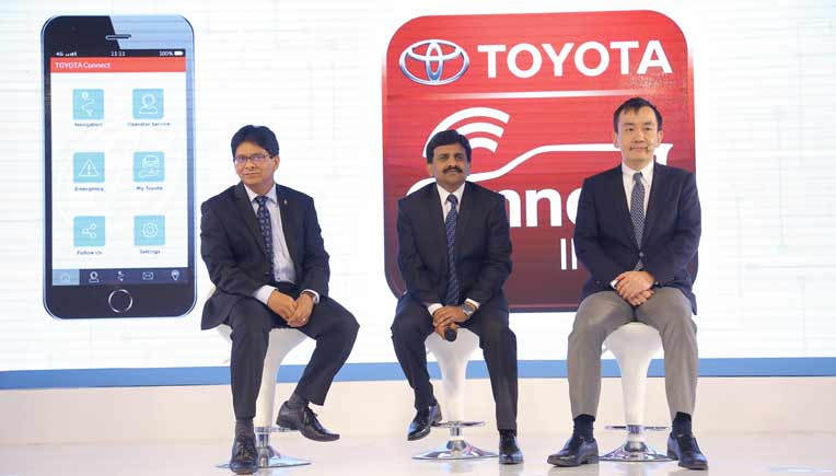 Toyota Kirloskar Motor officials at the launch of Toyota Connect India