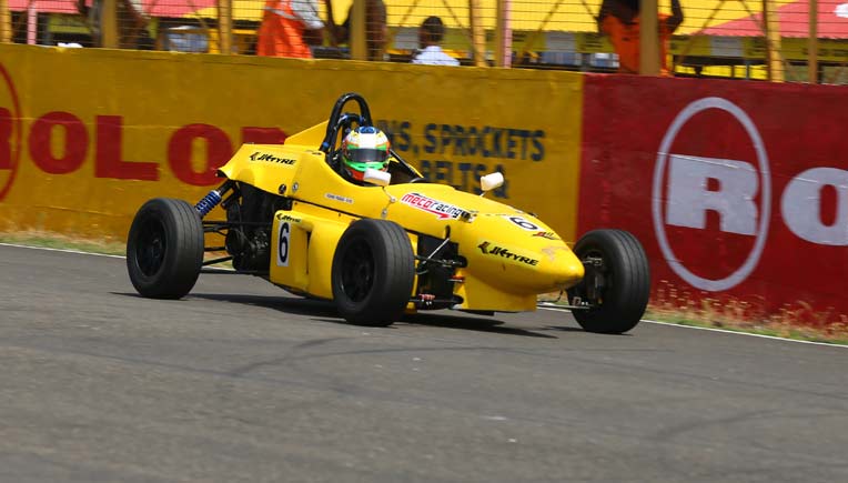 Vishnu Prasad winning the LGB Formula 4 race