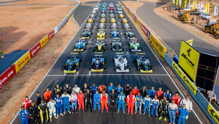 Racers lined up on the Coimbatore track