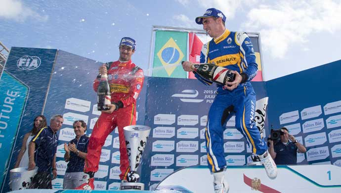 Celebrating the win, Sebastien Buemi