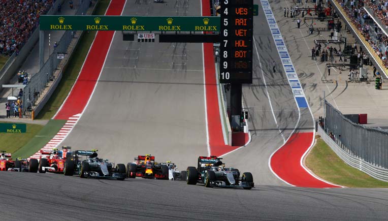 The F1 race in progress in Austin; Picture courtesy Daimler